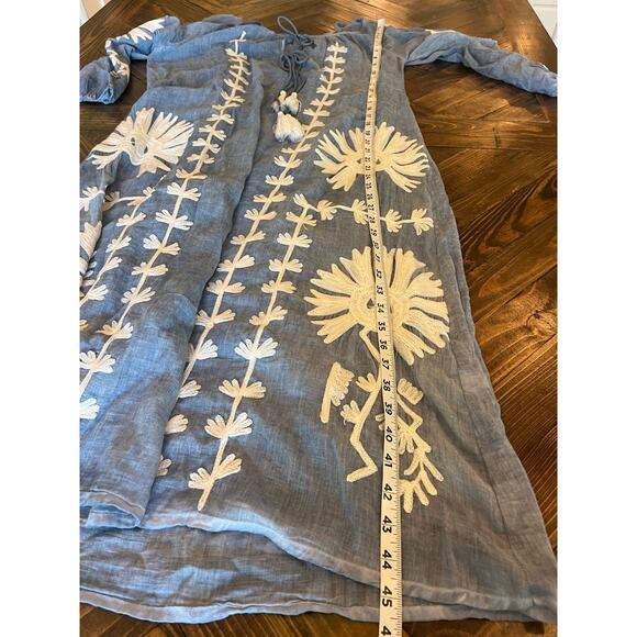 Dolma Cotton Floral Tunic Shift Maxi Dress Botanical Boho Hippie Coastal Sheer - Picture 5 of 10